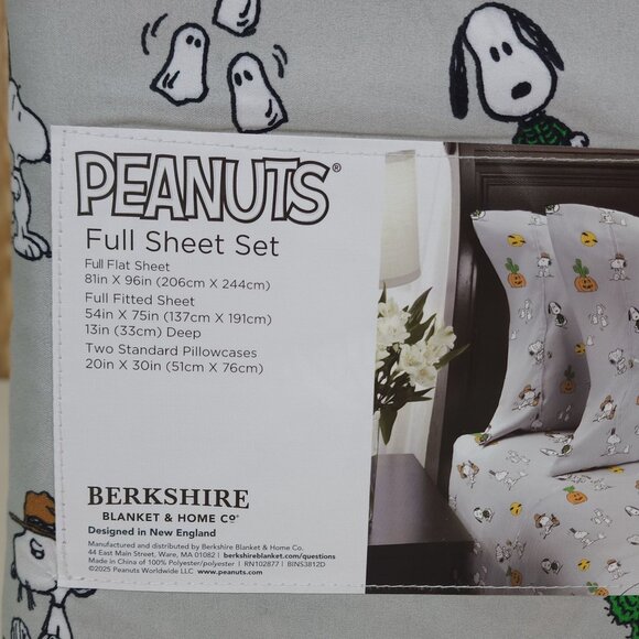 Peanuts Snoopy Cowboy Halloween Full Double Sheet Set By Berkshire Light Gray - Picture 4 of 9
